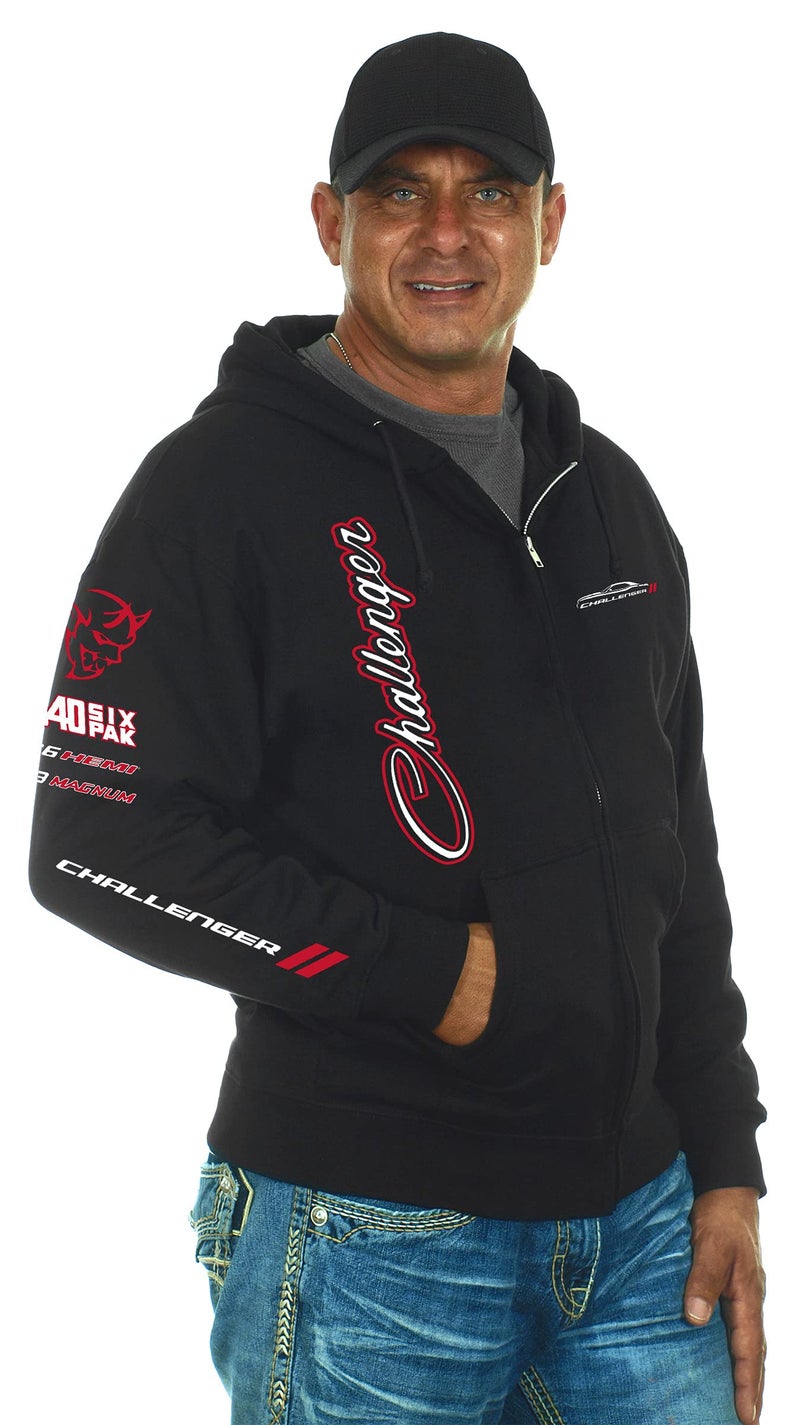 JH DESIGN GROUP Men's Dodge Challenger Hoodie Collage Full Zip Up Black Sweatshirt (Medium, CLG6-black) - Image 4